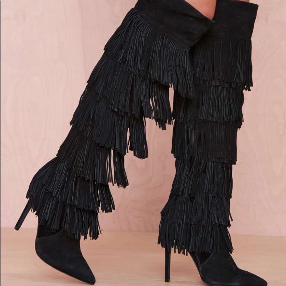 Jeffrey Campbell fringe boots